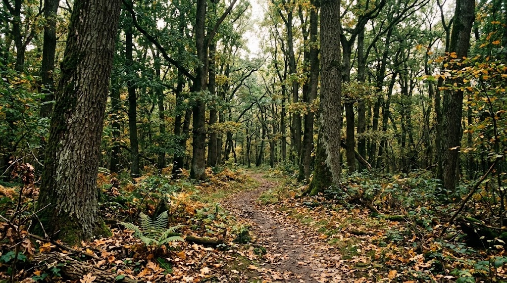 Managed Oak forest in autumn